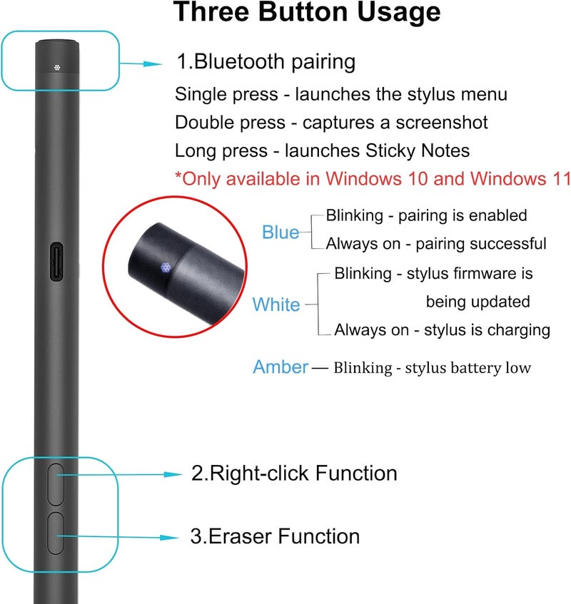 Anglepingping Premier Rechargeable Active Pen for Dell Active Pen PN7522W Laptop Pen,Compatible with Dell 2 in 1 Laptop for Inspiron 7420/7425/7430/7435/7620/7630,for Latitude 5300/5340/7210/7320/7410/9330/9520 - Image 3
